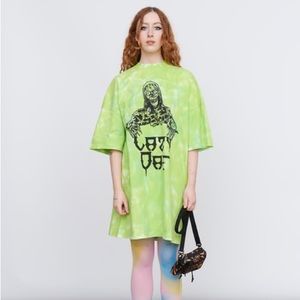 Lazy oaf ghoul tshirt dress oversized neon green